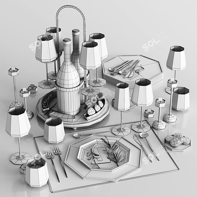 Modern Serving Table 3D model image 2