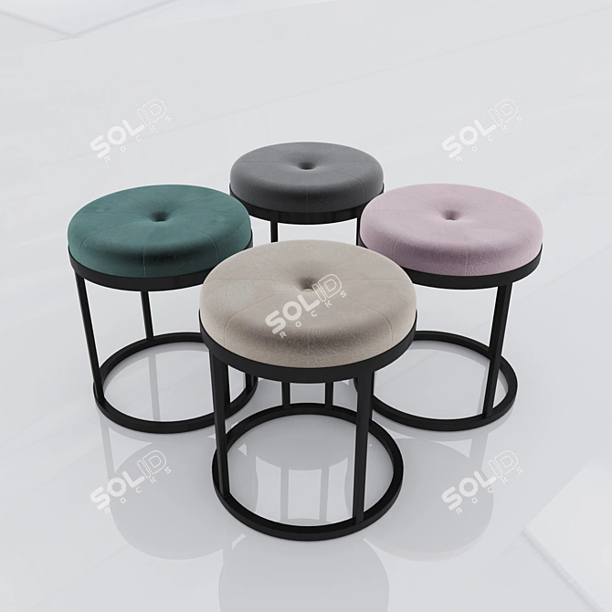 Stylish 4-Color Pouf: 400x400x450 3D model image 1