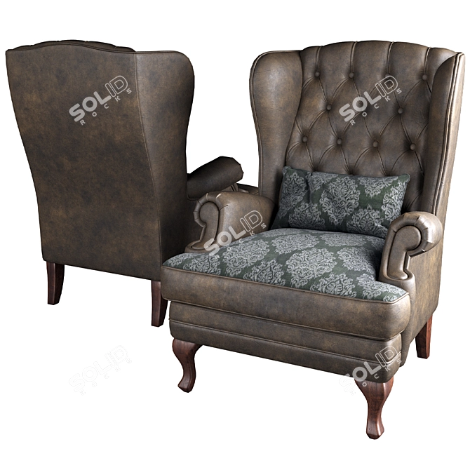 Classic Handcrafted Manchester Armchair 3D model image 2