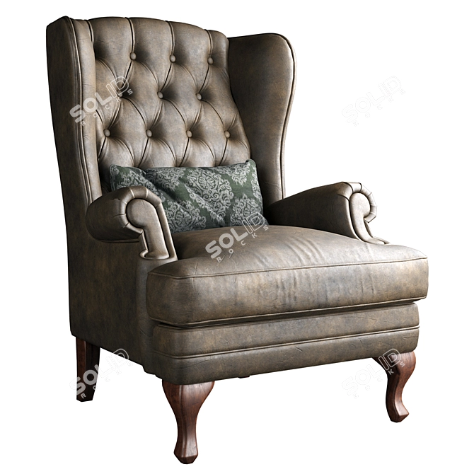 Classic Handcrafted Manchester Armchair 3D model image 3