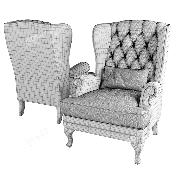 Classic Handcrafted Manchester Armchair 3D model image 4