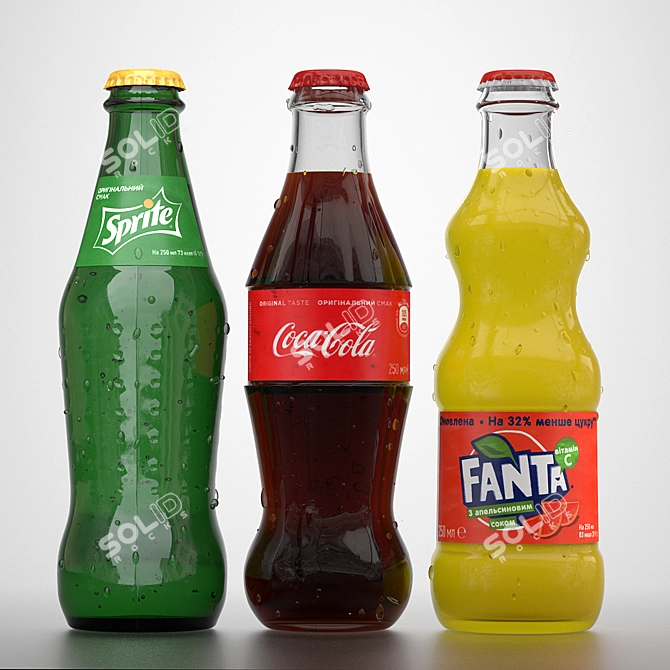 Assorted 0.25L Coca-Cola Beverages 3D model image 1