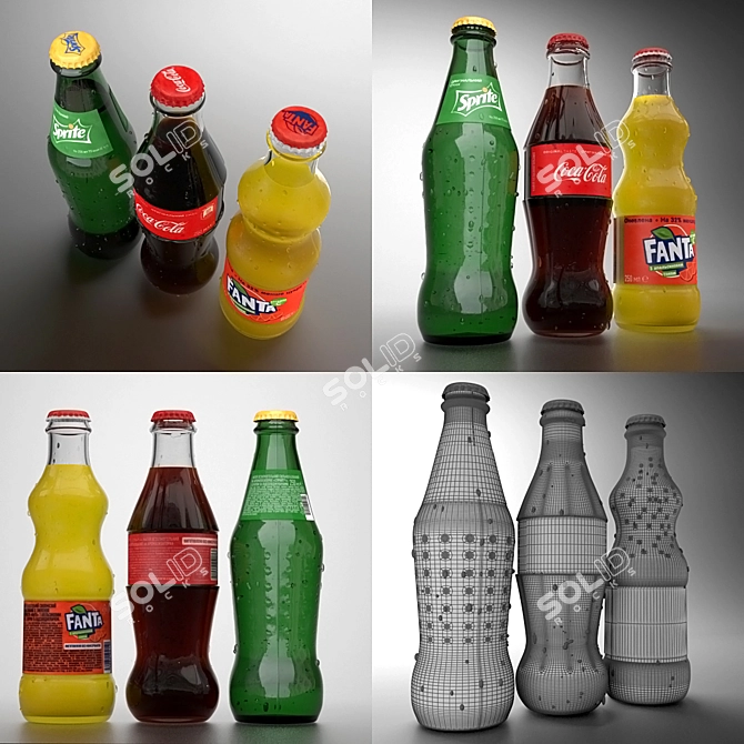 Assorted 0.25L Coca-Cola Beverages 3D model image 3