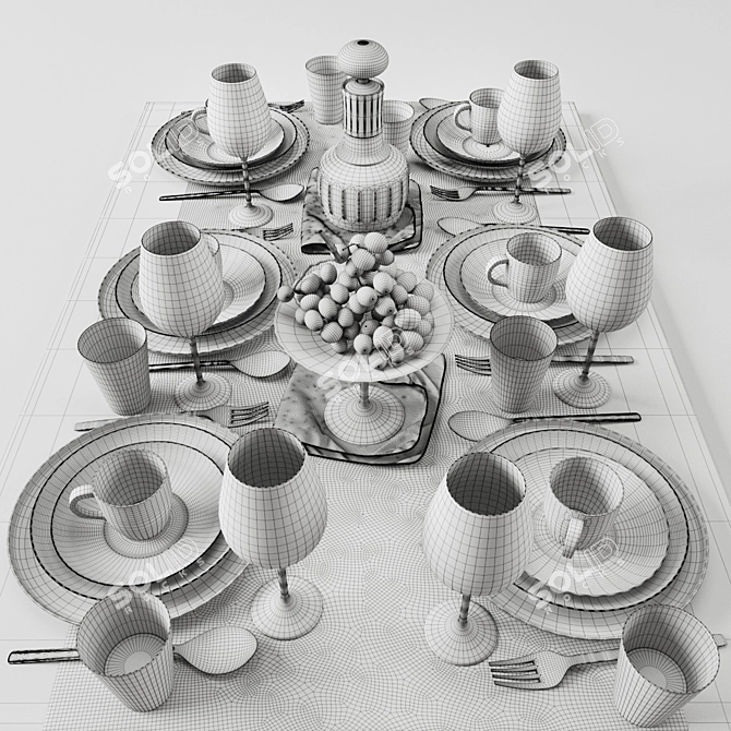 Title: Elegant Tableware Set 3D model image 3