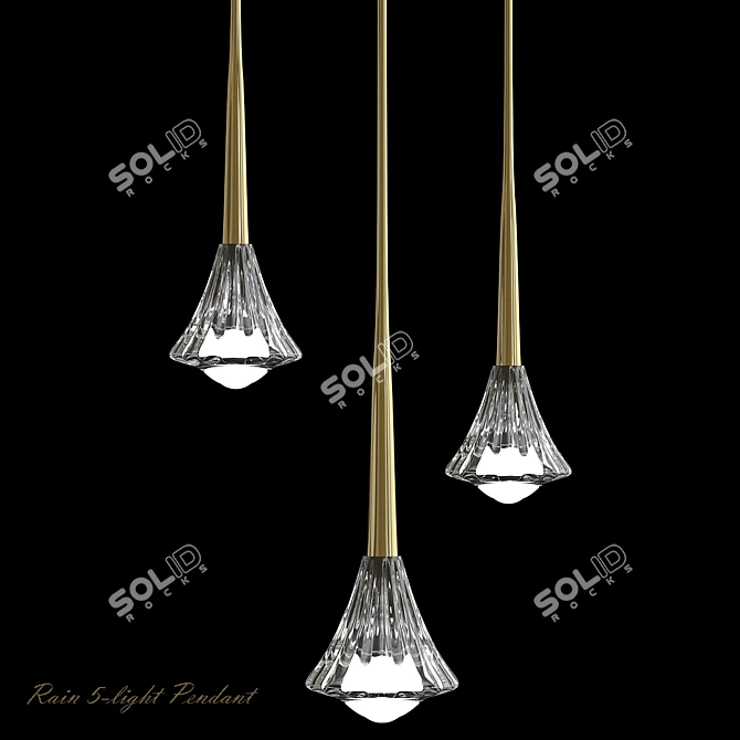 Rain 5-Light Pendant: Modern Elegance for Every Space 3D model image 1