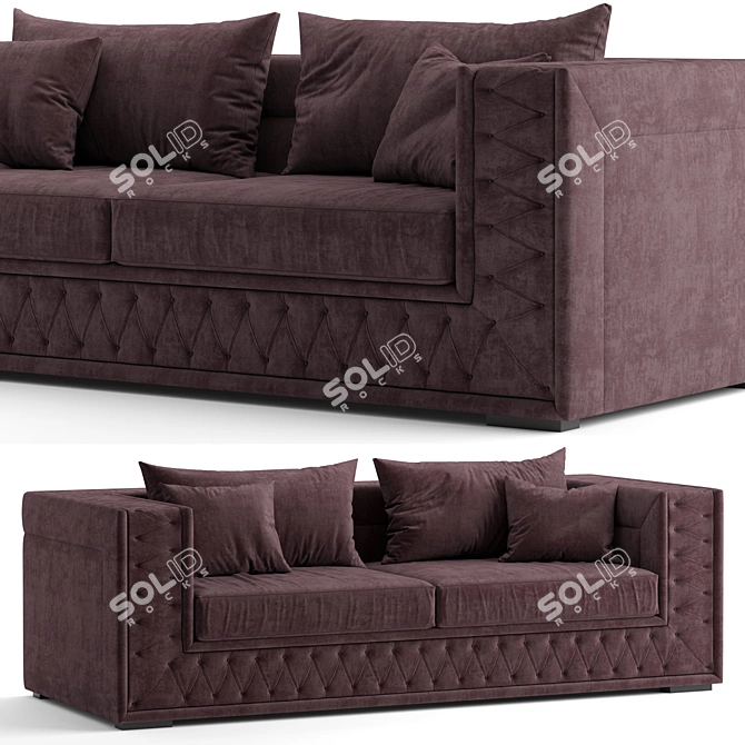 Elegant Alexandra Fabric Sofa 3D model image 1