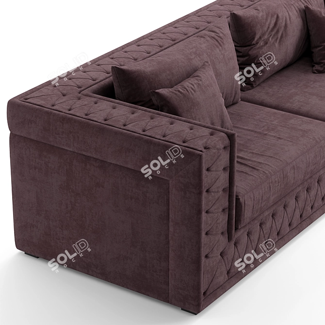 Elegant Alexandra Fabric Sofa 3D model image 3