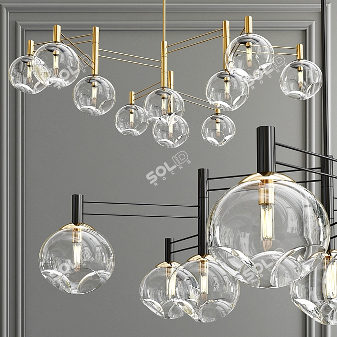 Sleek Metallic Chandelier 3D model image 1