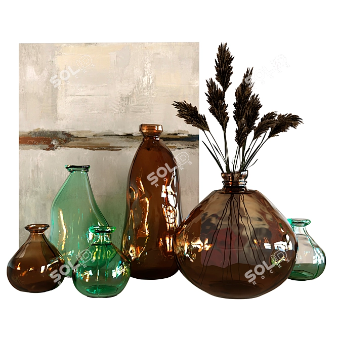 Zara Home Asymmetric Bottles: Stylish Decor for Every Space 3D model image 1