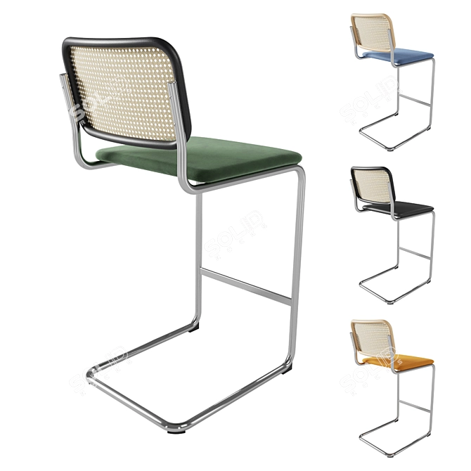 Knoll Cesca Stool: Modern Upholstered Cane Seating 3D model image 2