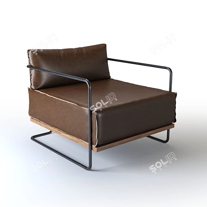 Industrial Leather Colin Chair 3D model image 4