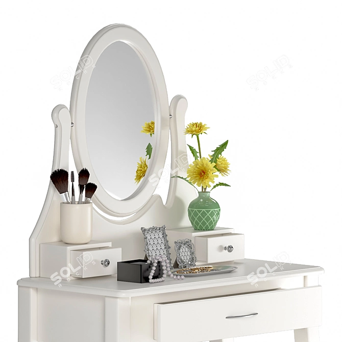 Modern White Dresser Set 3D model image 2
