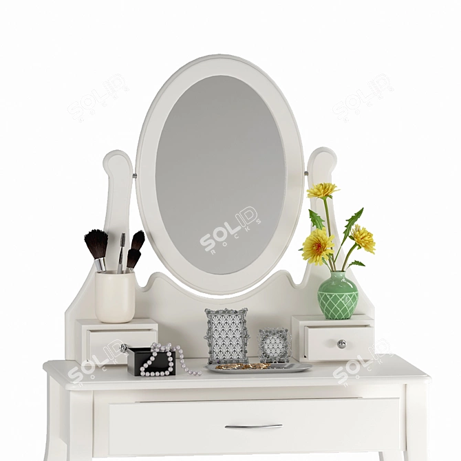 Modern White Dresser Set 3D model image 3