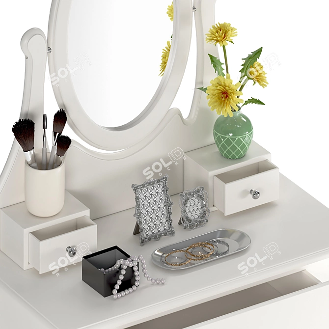 Modern White Dresser Set 3D model image 4