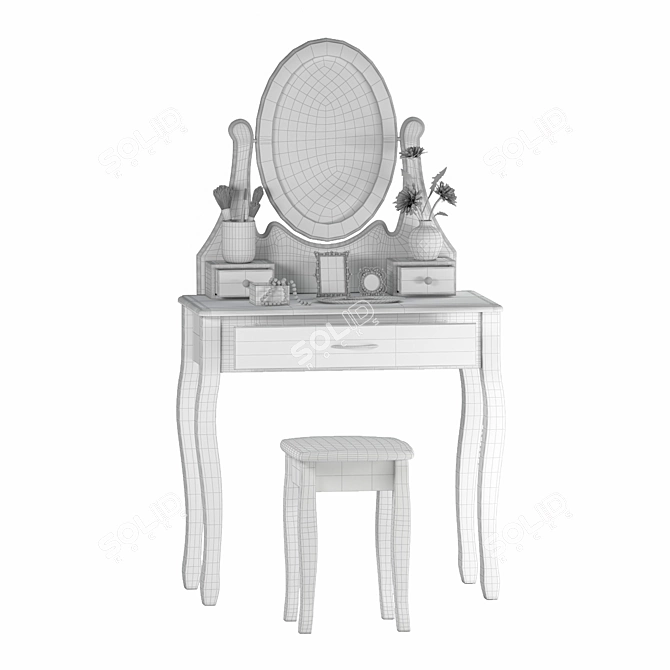 Modern White Dresser Set 3D model image 5