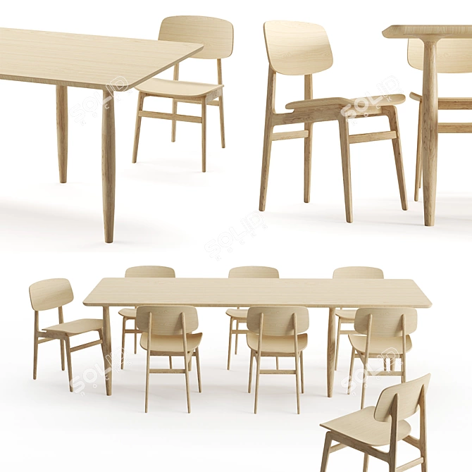 Norr11 Danish Dining Set 3D model image 1