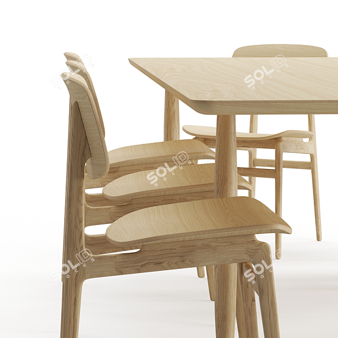 Norr11 Danish Dining Set 3D model image 3