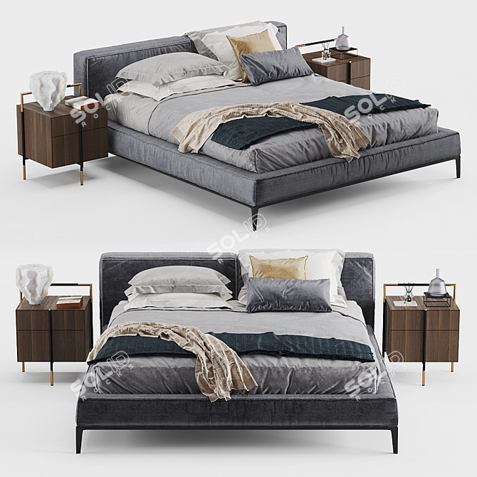 Modern Frigerio Taylor Bed Set 3D model image 1