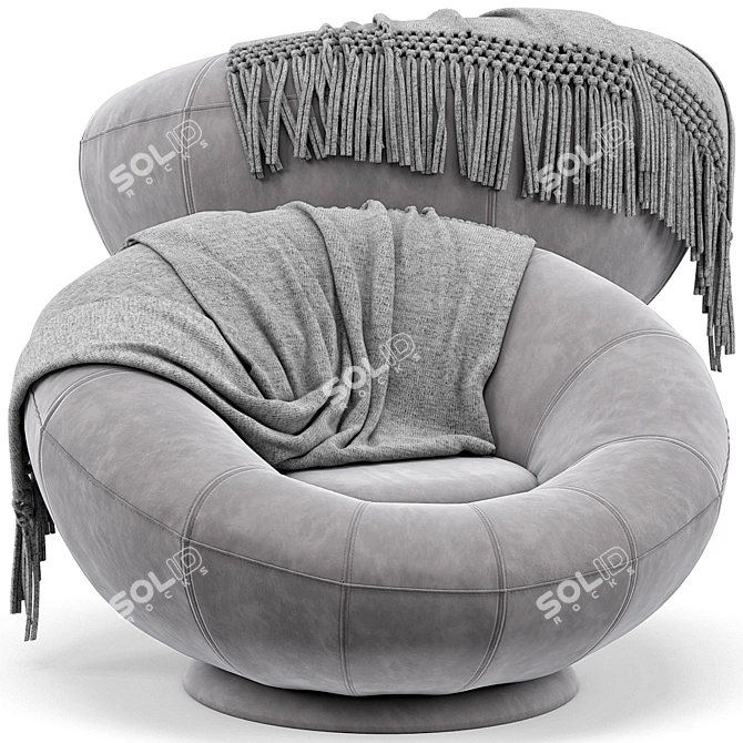 Plush Groovy Swivel Chair 3D model image 1