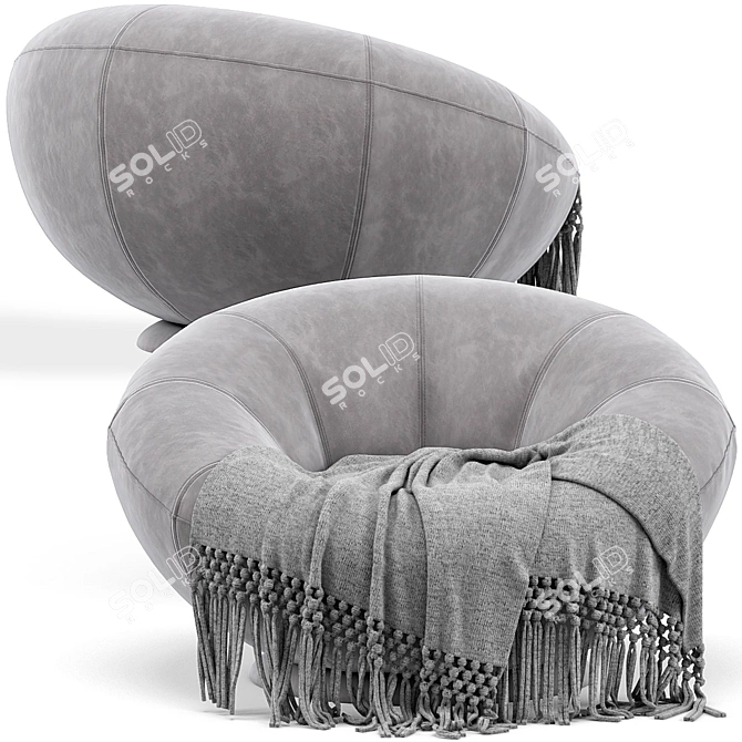 Plush Groovy Swivel Chair 3D model image 2