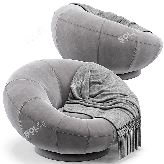 Plush Groovy Swivel Chair 3D model image 3