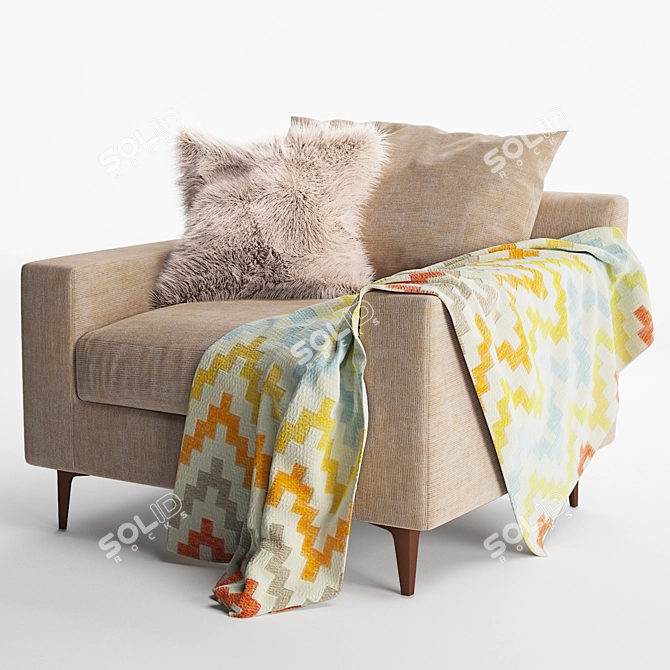 Sloan Fabric Armchair: Stylish and Comfortable 3D model image 4