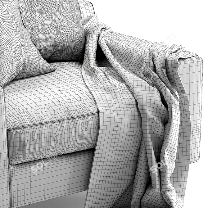 Sloan Fabric Armchair: Stylish and Comfortable 3D model image 5