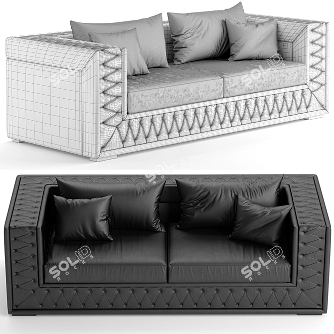 Luxury Italian Leather Alexandra Sofa 3D model image 2