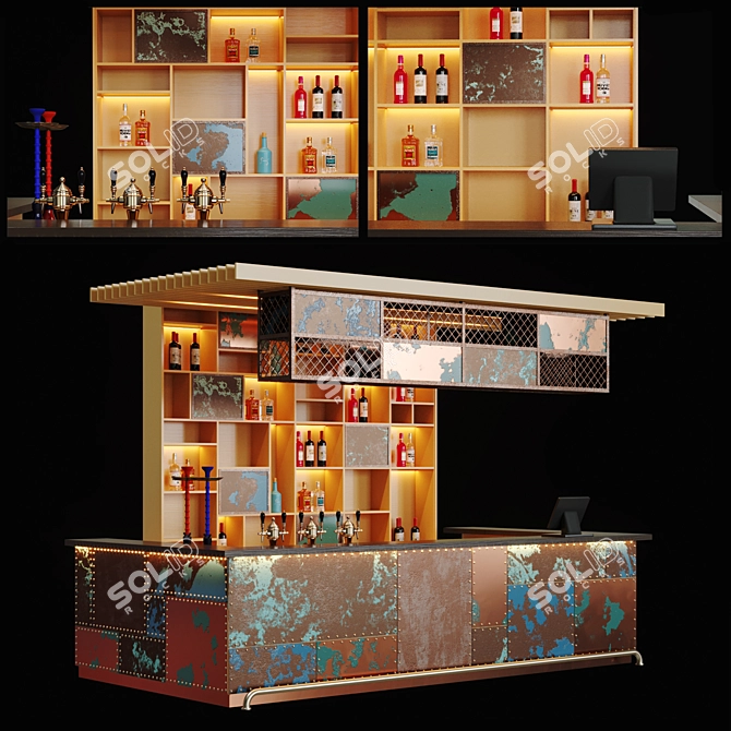 Industrial Loft Bar 3D model image 1