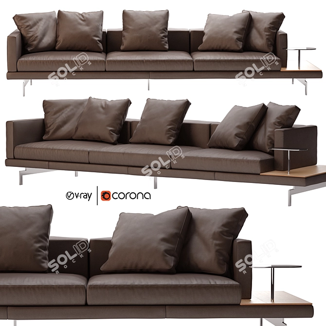 Dock Leather Sofa: Stylish and Spacious 3D model image 1