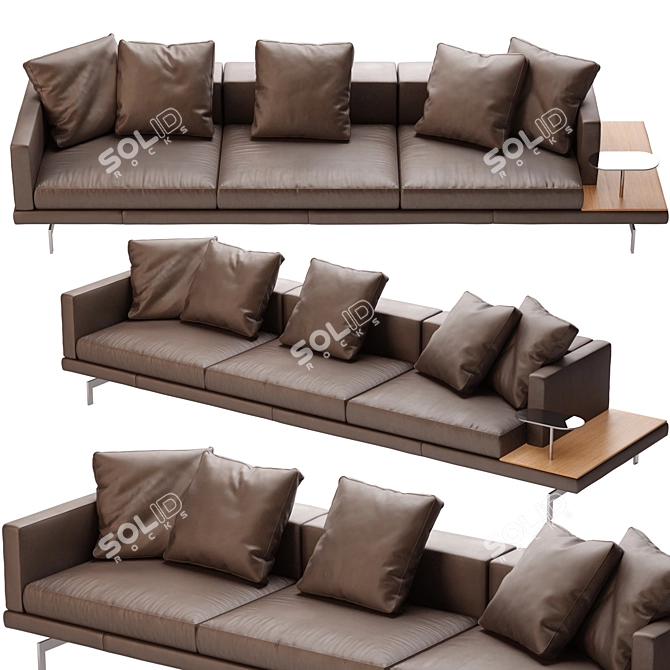 Dock Leather Sofa: Stylish and Spacious 3D model image 2