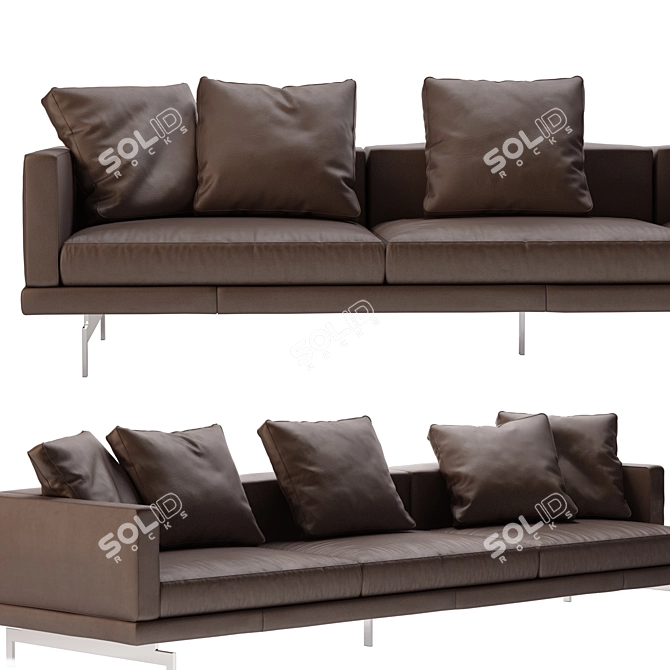 Dock Leather Sofa: Stylish and Spacious 3D model image 3