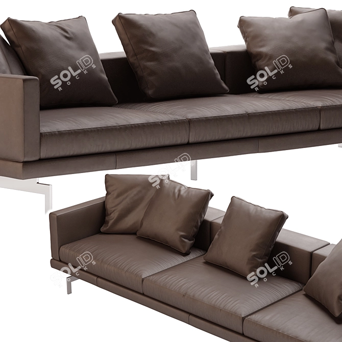 Dock Leather Sofa: Stylish and Spacious 3D model image 4