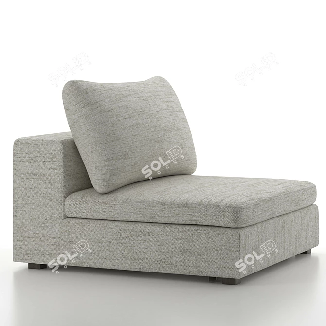 Title: Gaba Pearl White Modular Lounge Chair 3D model image 2