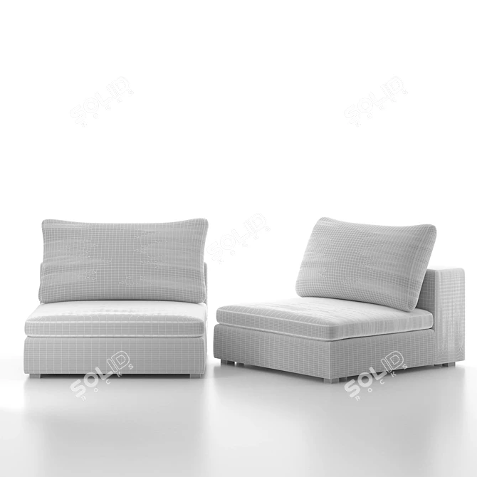 Title: Gaba Pearl White Modular Lounge Chair 3D model image 4