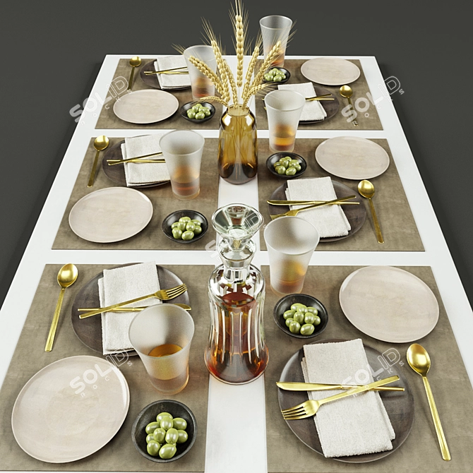 Elegant Tableware Set 011 3D model image 1