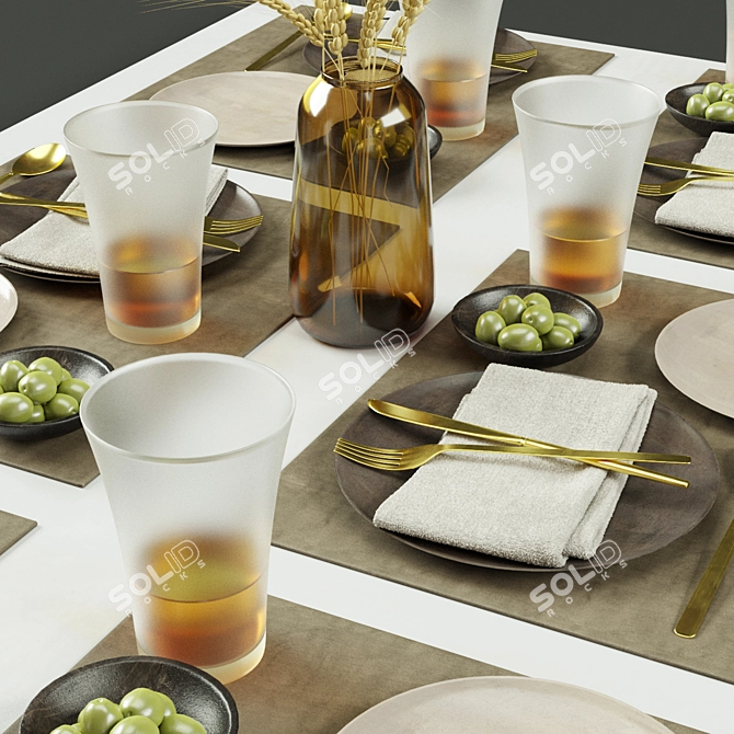 Elegant Tableware Set 011 3D model image 2