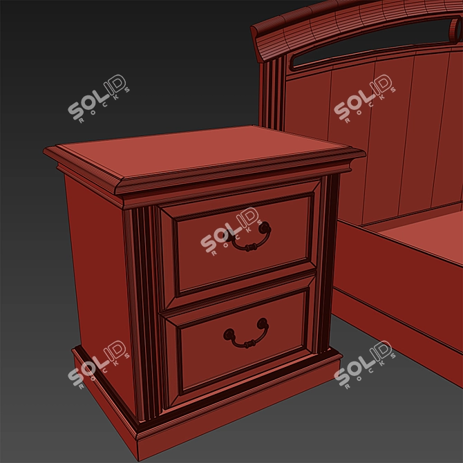 Venezia Bed with Nightstand: Stylish and Functional 3D model image 3