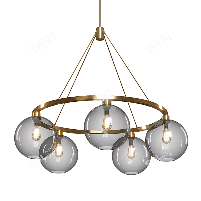 Elegant Glass & Brass Chandelier 3D model image 1