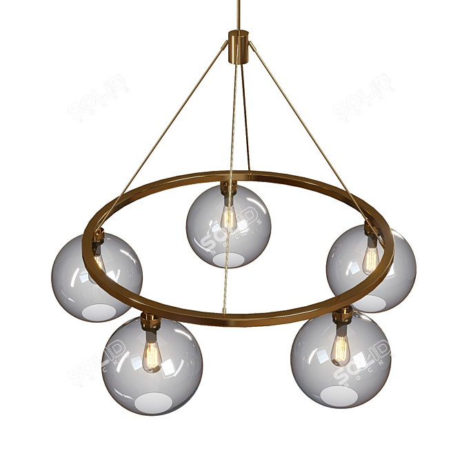 Elegant Glass & Brass Chandelier 3D model image 2