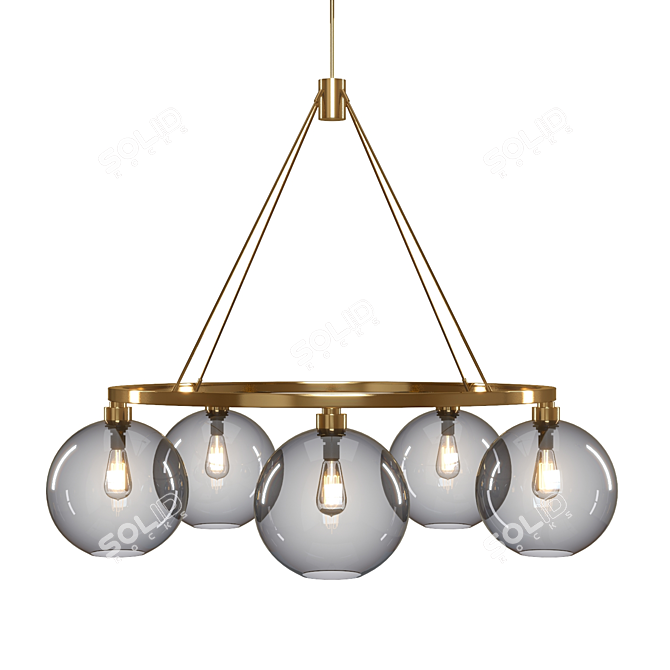 Elegant Glass & Brass Chandelier 3D model image 4