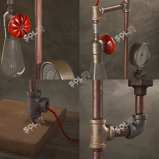 Steampunk Steam Lamp: Vintage Industrial Loft 3D model image 2