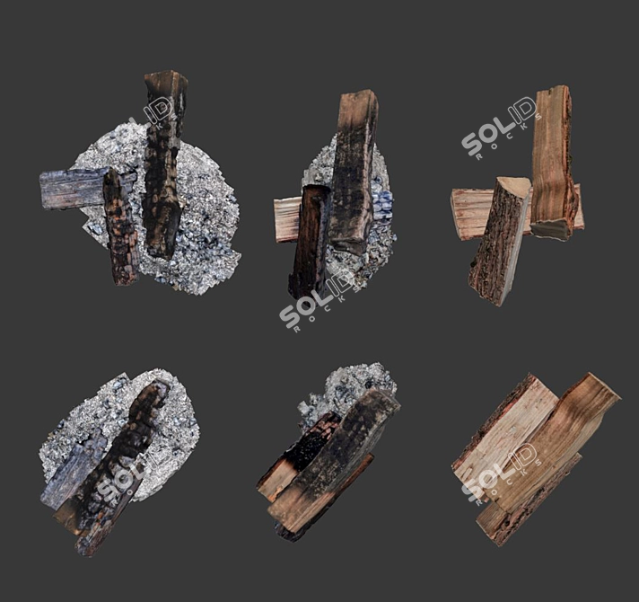 Smoldering Charred Wood 3D model image 4