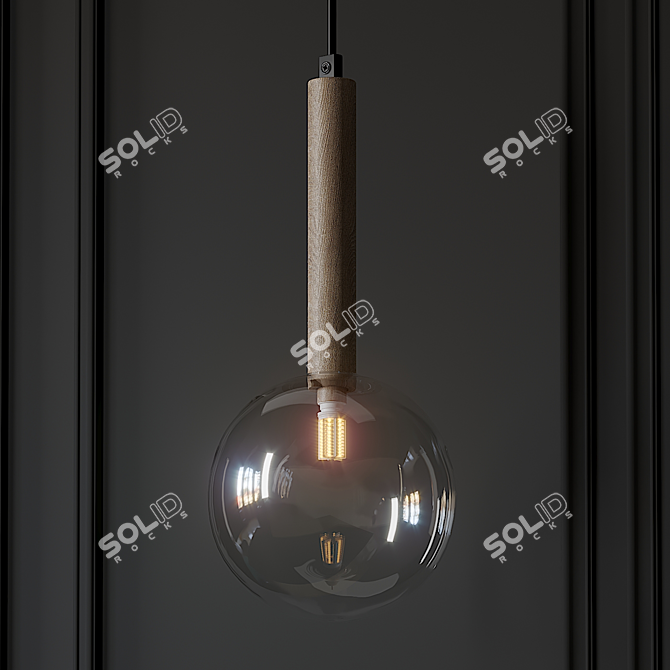 Sculpted Wood Pendant Light 3D model image 2