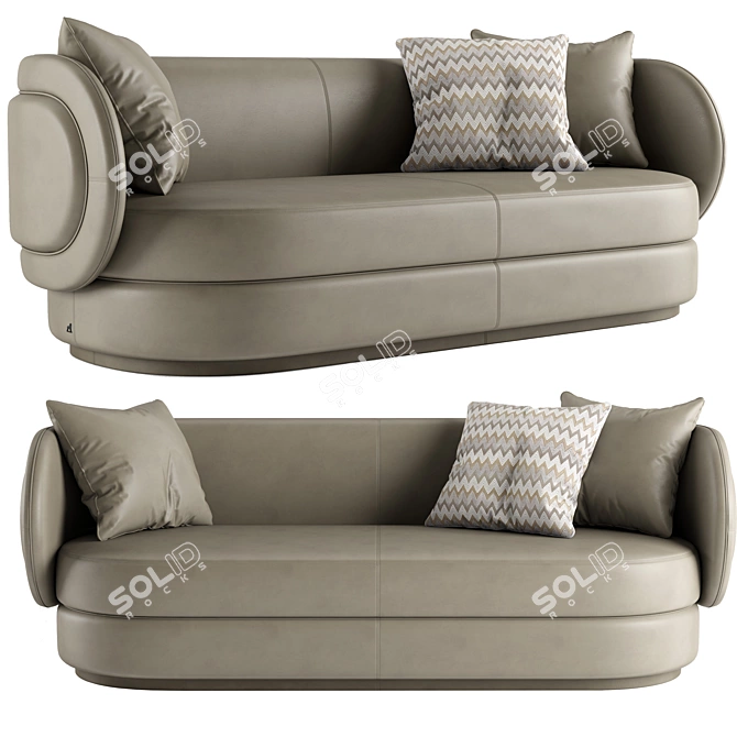 Sleek Leather and Fabric Sofa 3D model image 1