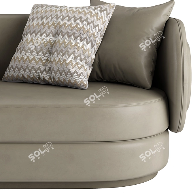 Sleek Leather and Fabric Sofa 3D model image 2