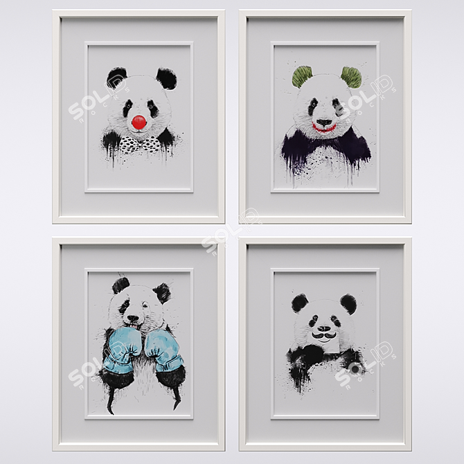 Playful Panda Frames 3D model image 1