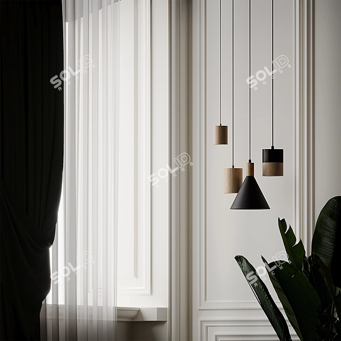 Hanging Small Cone: Spot Half Black 3D model image 4