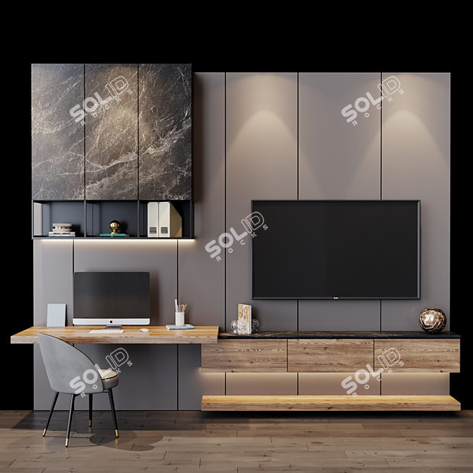 Modern TV Set with Spacious Design 3D model image 1