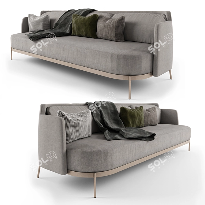 Minotti Tape Sofa: Elegant Grey Seating 3D model image 1